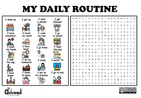 Aperçu - Feuilles d'exercices - MY DAILY ROUTINE – Word Search (20 Expressions) - Page 1
