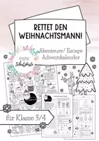 Vorschau - Arbeitsblätter - Adventskalender - Escape Adventskalender - Abenteueradventskalender - Rettet den Weihnachtsmann - Advent - Weihnachten - Deckblatt