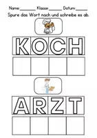 Vorschau - Arbeitsblätter - Wörter nachspuren und schreiben Berufe - DaZ/DaF/Deutsch - Seite 1