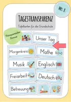 Vorschau - Präsentationen/Tafelbilder - Tagestransparenz für die Grundschule - platzsparende Tafelkarten (blau) - Deckblatt