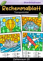 Vorschau - Arbeitsblätter - Rechenmalblatt Transportmittel - 4 Rechenmalblätter ZR 20 4-fach differenziert - Deckblatt