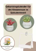 Vorschau - Anderer Materialtyp - Geburtstagskalender Klassenraum Sukkulenten-Design - Deckblatt