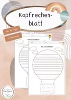 Vorschau - Arbeitsblätter - Kopfrechenblatt: Heißluftballon | Mathe - Deckblatt