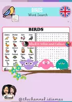 Aperçu - Feuilles d'exercices - BIRDS – Word Search Puzzle (20 Words) - Page de couverture
