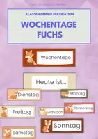 Vorschau - Mal- und Bastelvorlagen - Wochentage: Fuchsklasse Schilder - Deckblatt