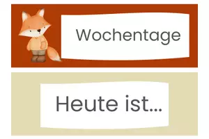 Vorschau - Mal- und Bastelvorlagen - Wochentage: Fuchsklasse Schilder - Seite 1