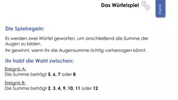 Vorschau - Arbeitsblätter - Würfelspiel 2-stufige Zufallsexperimente - Seite 1