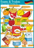Aperçu - Feuilles d'exercices - Essen und Trinken, Arbeitsblatt / Nourriture et Boissons en Allemand, Fiche d'exercices - Page de couverture