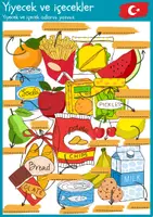 Aperçu - Feuilles d'exercices - Yiyecek ve içecekler, çalışma kağıdı / Nourriture et Boissons en Turc, Fiche d'exercices - Page de couverture