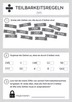 Vorschau - Arbeitsblätter - Teilbarkeitsregeln - Deckblatt