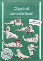 Vorschau - selbst erstellte Cliparts/Grafiken - Clipartset - Klassentier Robbe / Seehund / Robbenklasse / Seehundklasse (Privater Gebrauch) - Deckblatt