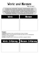 Vorschau - Arbeitsblätter - Werte und Normen: Begriffe / Definition - Deckblatt