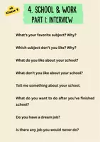 Vorschau - Aufgabenkarten - Interviewfragen für die Sprechprüfung (ab Kl. 8/9, school & work) - Seite 1