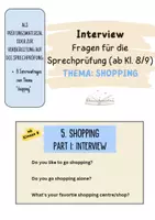 Vorschau - Aufgabenkarten - Interviewfragen für die Sprechprüfung (ab Kl. 8/9, shopping) - Deckblatt