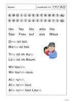 Vorschau - Arbeitsblätter - Leseblatt 10 - passend zu Flex und Flora - Laut AU - Lesezettel - Seite 1
