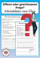 Vorschau - Arbeitsblätter - Fragearten : Offene oder geschlossene Frage? - Deckblatt