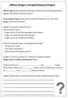 Vorschau - Arbeitsblätter - Fragearten : Offene oder geschlossene Frage? - Seite 1