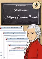 Vorschau - Arbeitsblätter - Internetrecherche: Komponist Wolfgang Amadeus Mozart - Deckblatt