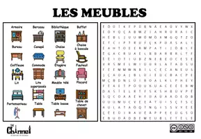Vista previa - Hojas de trabajo - LES MEUBLES – Mots mêlés (20 mots) - página 1