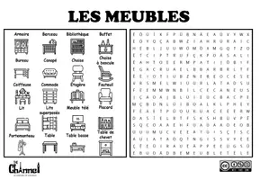 Vista previa - Hojas de trabajo - LES MEUBLES – Mots mêlés (20 mots) - página 2