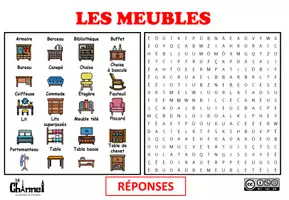 Vista previa - Hojas de trabajo - LES MEUBLES – Mots mêlés (20 mots) - página 3