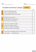 Vorschau - Arbeitsblätter - Checkliste - Gedichte verfassen - Deckblatt