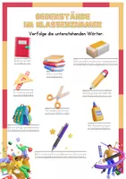 Vorschau - Arbeitsblätter - Gegenstände in der Schule - Rechtschreibung - Deckblatt