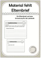 Vorschau - Arbeitsblätter - Elternbrief Material fehlt Elterninfo - Deckblatt
