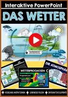 Vorschau - Unterrichtsreihen - Interaktive Power Point DAS WETTER - Keine Vorbereitung - Spektakuläre Virtuelle Erfahrung - APP-Style - Deckblatt
