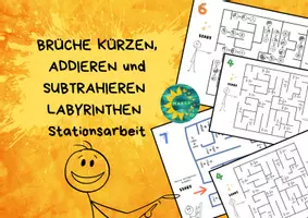 Vorschau - Arbeitsblätter - BRÜCHE kürzen, addieren und subtrahieren - Stationsarbeit LABYRINTH - Deckblatt