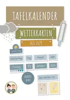 Vorschau - Fördermaterial/Inklusion - Tafelkalender | Lernkalender Grundschule (Dunkelblau) + Wetterkarten - Deckblatt