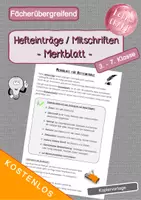 Vorschau - Merkblätter - Merkblatt für Hefteinträge / Mitschriften (kostenlos) - Deckblatt