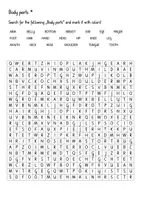 Vorschau - Arbeitsblätter - Suchsel Body parts - einfach und schwierig (Körperteile auf Englisch) - Deckblatt