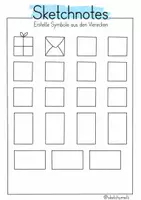 Vorschau - Mal- und Bastelvorlagen - Sketchnote Übungen vom Quadrat zu Symbolen - Seite 1