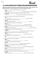 Vista previa - Hojas de trabajo - C1 Key Word Transformations – 150 Sentences (Pack 1) - página 3