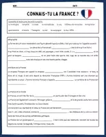 Vorschau - Arbeitsblätter - Quiz / Texte à trous France / Connais-tu la France / Landeskunde - Deckblatt