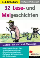 Vorschau - Arbeitsblätter - 32 Lese- & Malgeschichten – Tiere sind auch Menschen | Deutsch Grundschule Klasse 2–4 | Sinnerfassendes Lesen, Kreatives Schreiben, Malen, Rollenspiele, Differenzierung, Freiarbeit - Deckblatt