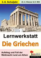 Vorschau - Arbeitsblätter - Lernwerkstatt Die Griechen | Athen, Demokratie, Alexander der Große, Olympiade, Götter, Philosophen, Antike | Geschichte Sachunterricht Grundschule Sekundarstufe I Klasse 3-6 Lösungen - Deckblatt