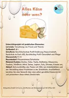 Vorschau - Unterrichtsreihen - Alles Käse oder was? Fakten, Sensorik und Frischkäseherstellung - Deckblatt