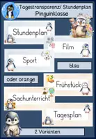 Vorschau - Poster - Tagestransparenz Pinguinklasse, Klassentier, Stundenplan, Tagesablauf, Pinguin - Deckblatt