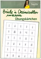 Vorschau - Aufgabenkarten - Brüche in Dezimalzahlen umwandeln - Übungskärtchen - Deckblatt