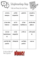 Vorschau - Arbeitsblätter - Schuljahresanfangs-Bingo - Deckblatt