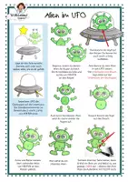 Vorschau - Mal- und Bastelvorlagen - Alien im UFO basteln Weltraum All Planeten - Seite 1