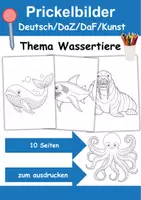 Vorschau - Arbeitsblätter - Prickelbilder Thema Tiere im Wasser - Grundschule - Bastelvorlagen - Deckblatt
