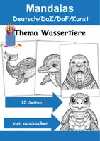 Vorschau - Arbeitsblätter - Mandalas Thema Tiere im Wasser - Grundschule - Bastelvorlagen - Deckblatt