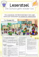 Vorschau - Arbeitsblätter - Leserätsel für den Schulstart: Die Schule geht wieder los! Kl. 2/3 - Deckblatt