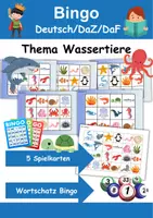 Vorschau - Arbeitsblätter - Wortschatz Bingo - Tiere im Wasser (Klasse 1 und 2) - Deckblatt