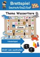 Vorschau - Spiele - Brettspiel Tiere im Wasser Wortschatzspiel Grundschule DaZ/DaF/Deutsch - Deckblatt
