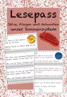 Vorschau - Arbeitsblätter - Lesepass Sätze, Fragen und Antworten unser Sonnensystem Satzebene - Deckblatt