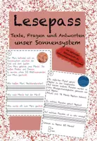 Vorschau - Arbeitsblätter - Lesepass Texte, Fragen und Antworten unser Sonnensystem Textebene - Deckblatt